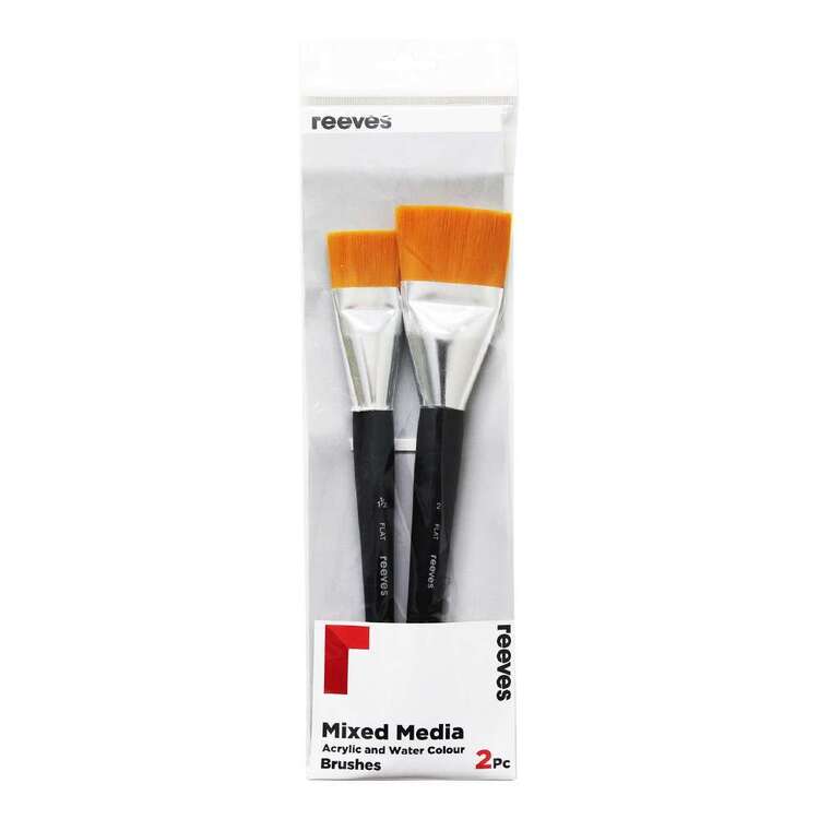 Reeves Mixed Media Brush Gold Synthetic Flat Set of 2