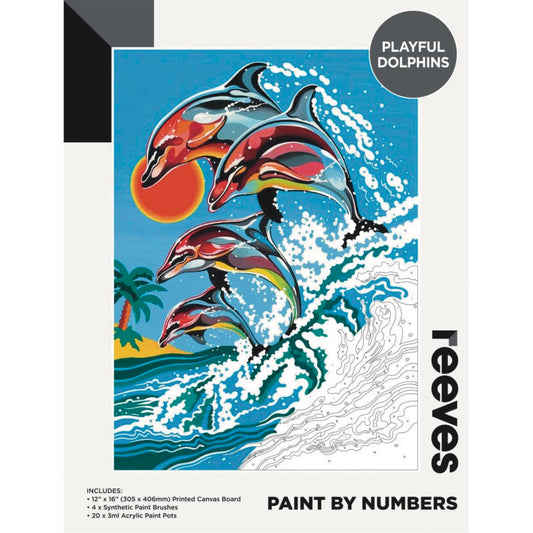 Reeves Paint By Numbers 12x16 inch - Playful Dolphins Default Title