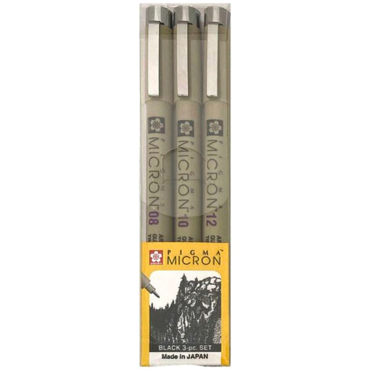 Sakura Pigma Micron Pen 3pc Black 08 10 12 Default Title