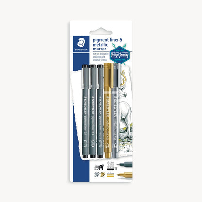 Staedtler Pigment Liner and Metallic Marker Set image 1