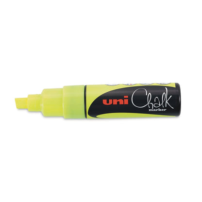 UNI CHALK MARKER Chisel 8.0mm FLUORO YELLOW