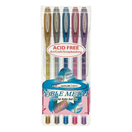 Uni-ball Noble Metallic Gel Pen 0.8mm Set of 5 Default Title