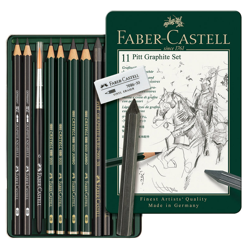 Faber-Castell Pitt Mixed Media Assorted Graphite Tin of 11
